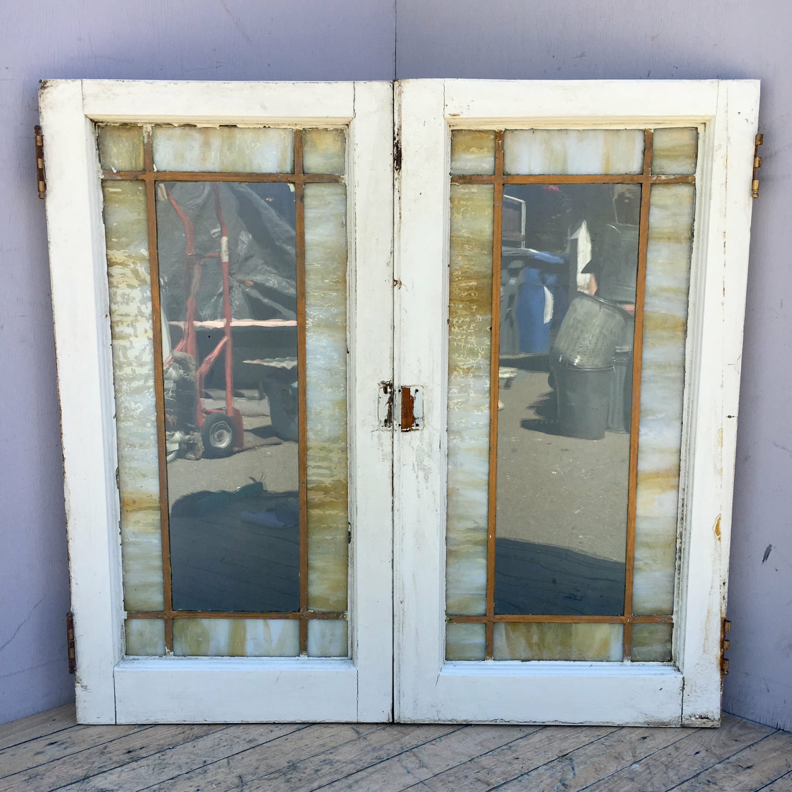 Pair of Stained Glass Cabinet Doors